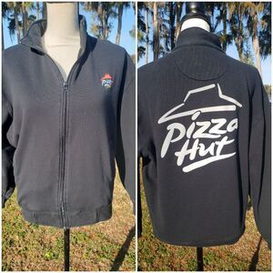 Pizza Hut Employee Fleece Jacket Black Zip Up Men Women Small Retro Logo Uniform